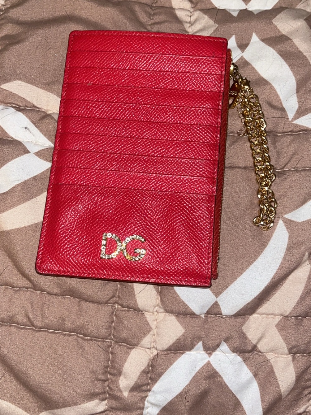 Red Dolce & Gabana  Leather Chain Wallet - Logo Card Holder